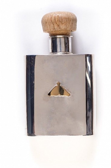 Sheridan Conrad, INSECT FLASK, 2020
Sterling Silver with 20kt Yellow Gold Bug Accent with Wooden Stopper, 4 1/2 in. (11.4 cm)
CONR042